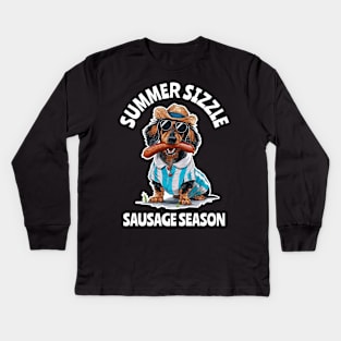 Summer Sizzle Sausage Season - Dachshund - BBQ Kids Long Sleeve T-Shirt